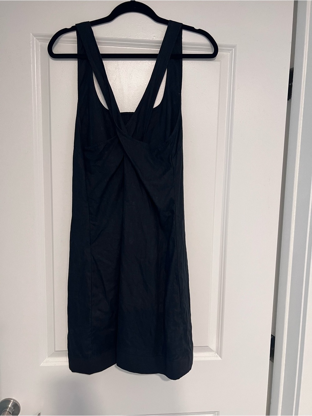 Madewell Black Linen Twist-Back Mini Dress